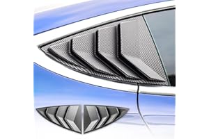 KUNGKIC Only for Tesla Model 3 2017-2024 Rear Side Window Louvers Air Vent Scoop Louvers Window Scoop Louver Covers ABS Sun Rain Shade Vent Sport Style 2PCS Cool Exterior Decoration Matte Carbon Fibre