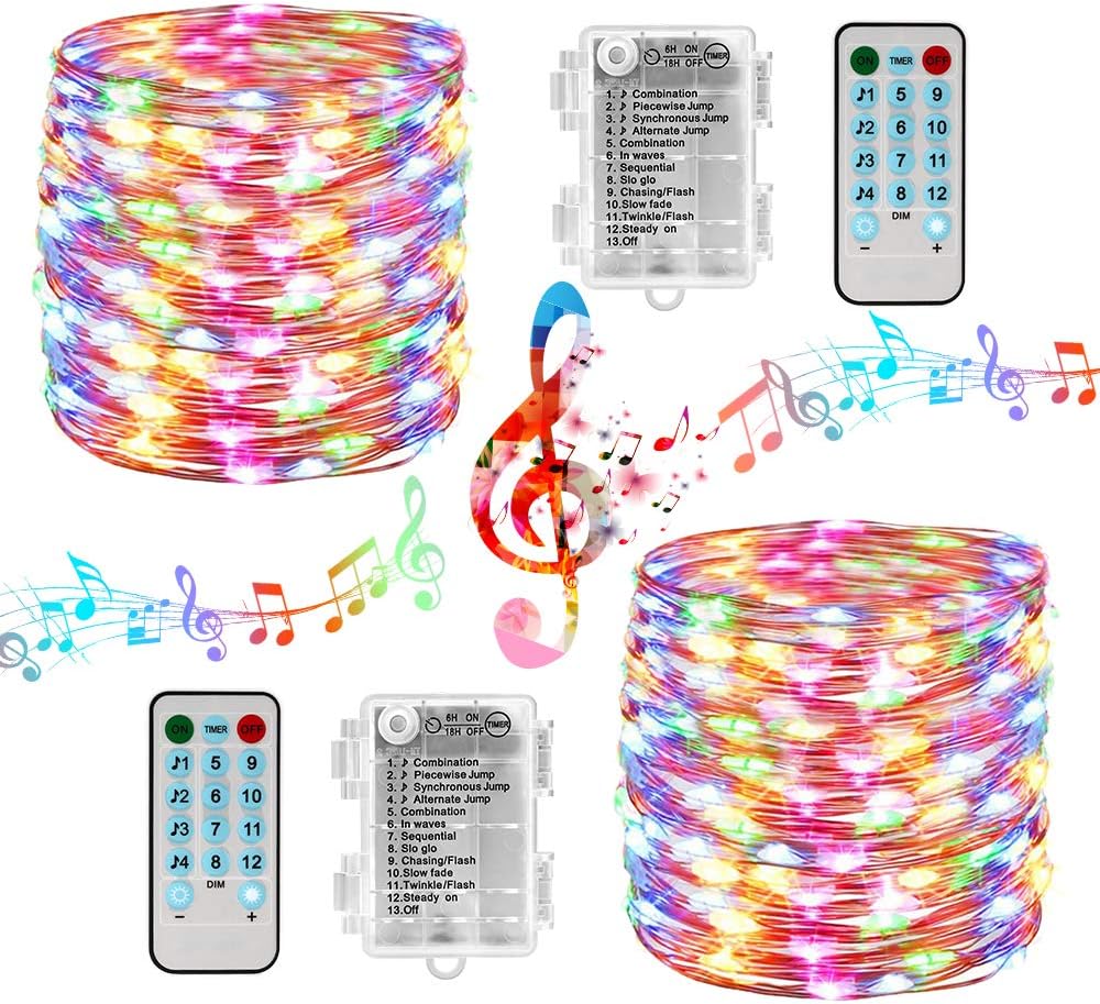 NEXVIN Halloween Lights, Battery Fairy Lights for Halloween Decor (2 Pack Multicolor)