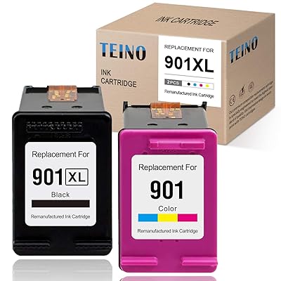 TEINO Remanufactured Ink Cartridges Replacement for HP 901 901XL 901 XL use with OfficeJet J4680 4500 J4580 J4550 J4680c J4500 J4540 J4624 J4660 J4640 J4524 Black Tri-Color, 2-Pack