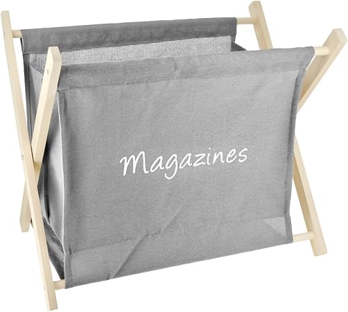 Promobo Porte Revue Motif Vintage Rangement En Bois Gris Taupe
