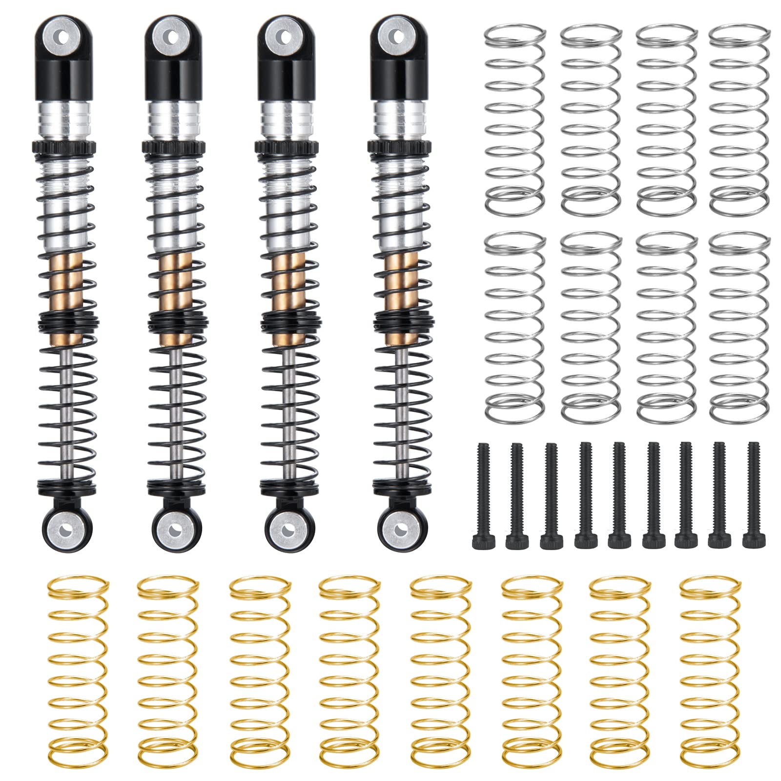 AXspeed RC Crawler 53mm Long Metal Shocks Damper for 1/24th Axial Scx24 AXI90081 Deadbolt AXI00001 AXI00005 AXI00006 Upgrade (Black)