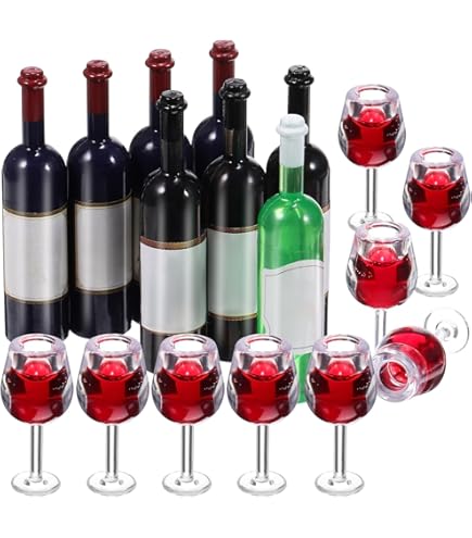 Accessoires Miniatures Pour Maison De Poupée échelle 1/12 - Bouteille De Vin Et Tasse En Plastique