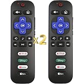 B Brainice Replacement Universal Remote for All Roku TV (2-Pack) | Indicator light, Oversized font, Smooth buttons, Senior-Friendly, Premium