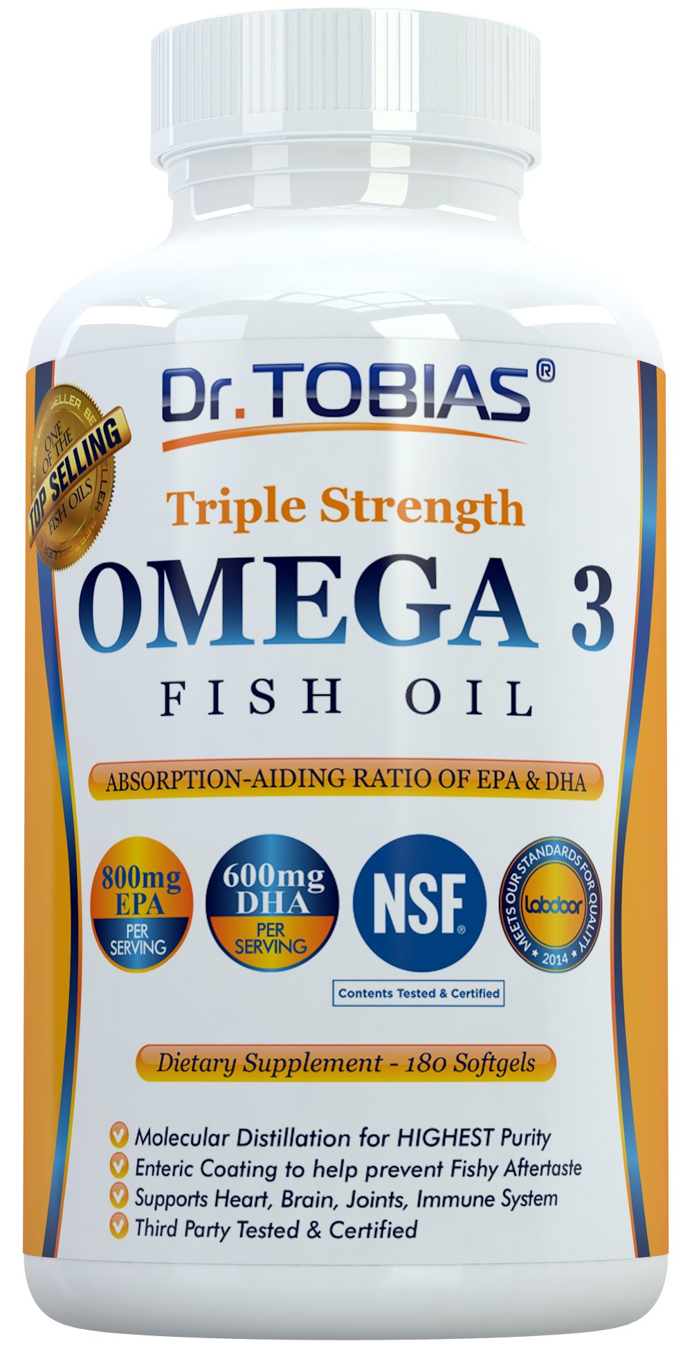 Omega 3 Fish Oil Pills - Triple Strength Fish Oil Supplement (1,400mg