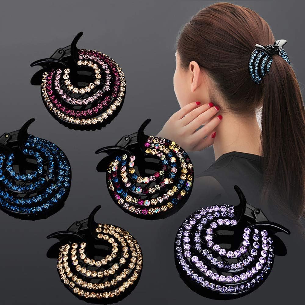 WensLTD Clearance! Women Girls Hair Clips Nest Rhinestone Hairpin Ponytail Bun Holder Accessory