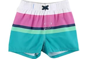 RUGGEDBUTTS Boys UPF50+ Sun Protection Striped Color Block Swim Trunks
