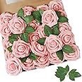 AmyHomie Artificial Flower 50pcs Real Looking Fake Roses w/Stem for DIY Wedding Bouquets Centerpieces Arrangements Party Baby Shower Home Decorations