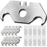 LONLEEYU 100PCS Utility Hook Blades, SK5 Carbon Steel Hook Razor Blades | Heavy Duty Utility Knife Blades, Exquisite packaging with 10 PCS Dispenser, Sharp Hook for Cutting Roofing Materials, Carpets