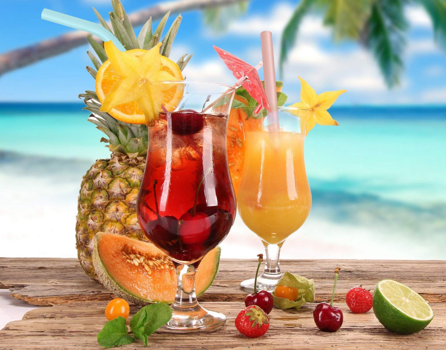 PHYLES Reusable Silicone Straws, 8 Pack Colourful Reusable Drinking Straws, Eco Friendly Alternative to Plastic, BPA Free, Dishwasher Safe, with 2 Cleaning Brushes