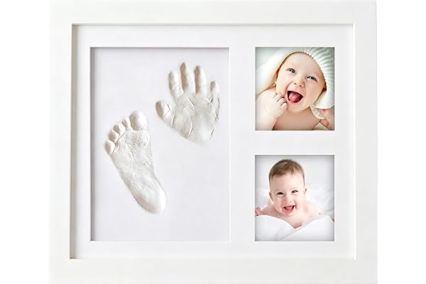 Baby Footprint Kit,PewinGo Baby Hand and Footprint Kit with a Wooden Picture Frame,Clay Newborn Footprint Makers Kit Keepsake