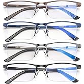 DAMIDEO Reading Glasses for Men Blue Light Blocking Reading Glasses Metal Readers Men with spring hinge Eyeglasses