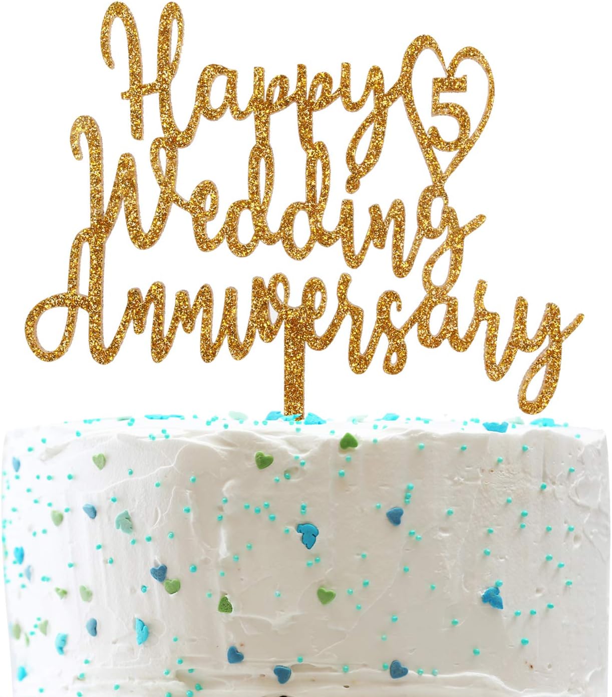 Happy 5th Wedding Anniversary Cake Topper Cheers To 5 Years Sign Anniversary Party Decorations Amazon Co Uk Toys Games