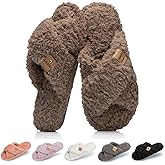GOEWY Fuzzy Open Toe Slippers for Women Indoor and Outdoor with Memory Foam Cozy Cross Band Women's Slipper Cute Soft House Shoes Slip On Gifts for Womens Mom Her Ladies Bridesmaid