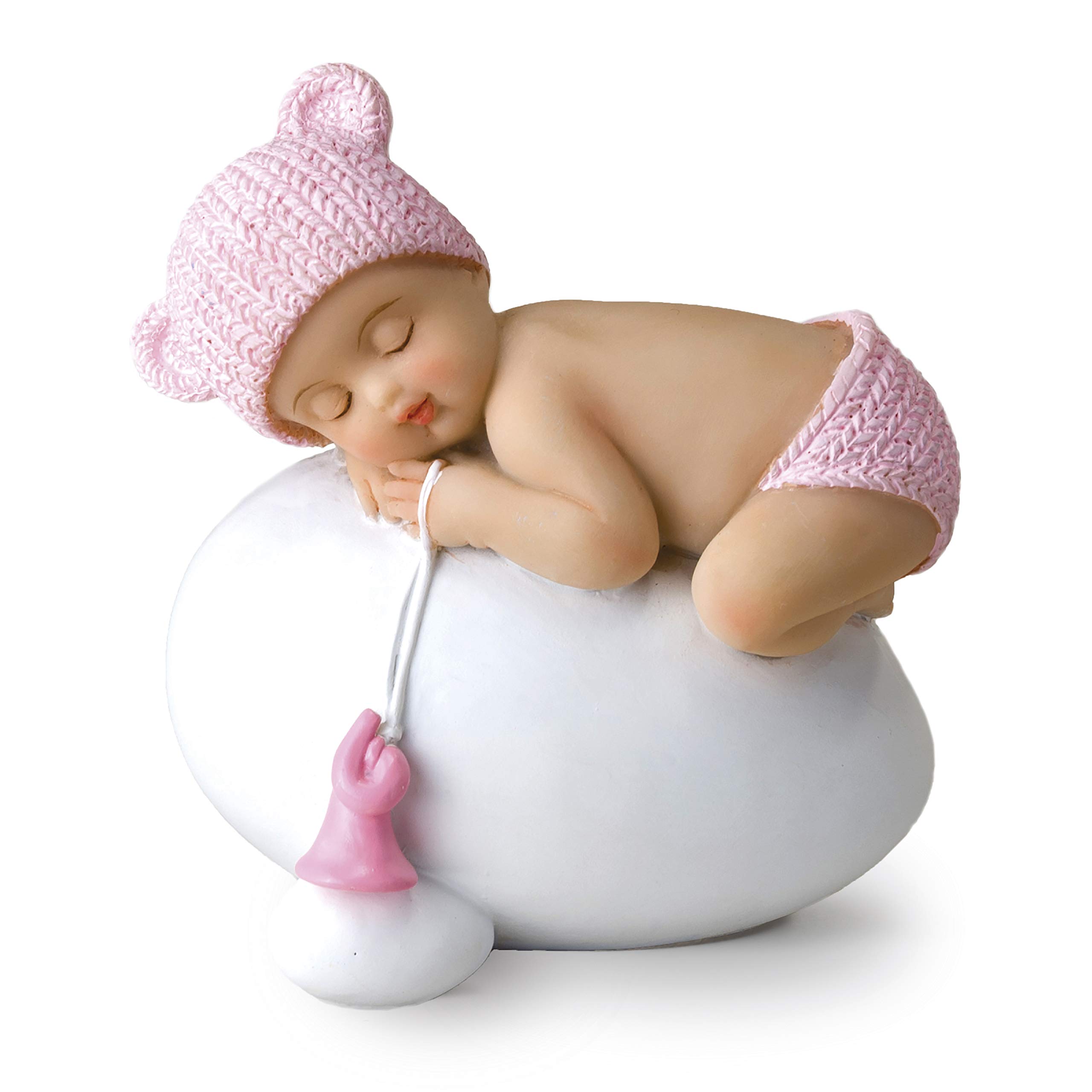 Pink Baby Girl Sleeping on Egg, 7.5 x 8 cm.