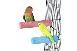 GUANLANT 2 Pack Bird Perch Cage Stands Parrot Small Animals Beak Grinding Stone Foot Claws Trimmer Stick Parakeets Calcium Natural Chewing Toys for Small Medium Birds Budgies Conures Cockatiels Rats