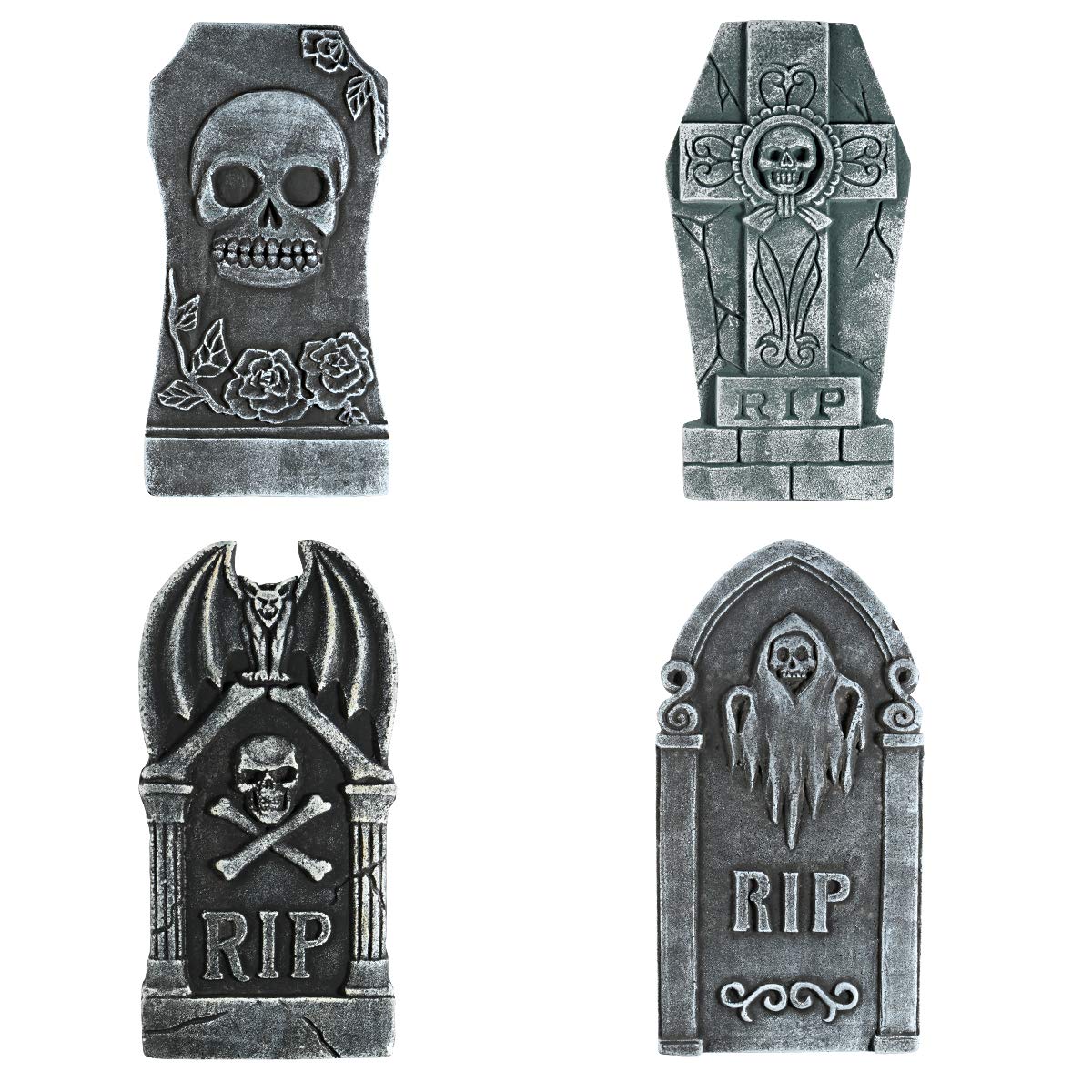 Toyvian 4PCS Halloween Tombstone, Haunted Yard Graveyard Decorations and Accessories