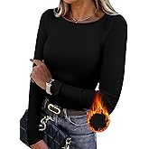 WIHOLL Long Sleeve Thermal Shirt for Women Light Fleece Tops Fall 2025 Crew Neck Casual Basic T-Shirts