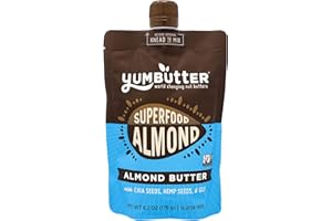 Superfood Almond Butter by Yumbutter, Gluten Free, Vegan, Non GMO, 6.2oz Pouch