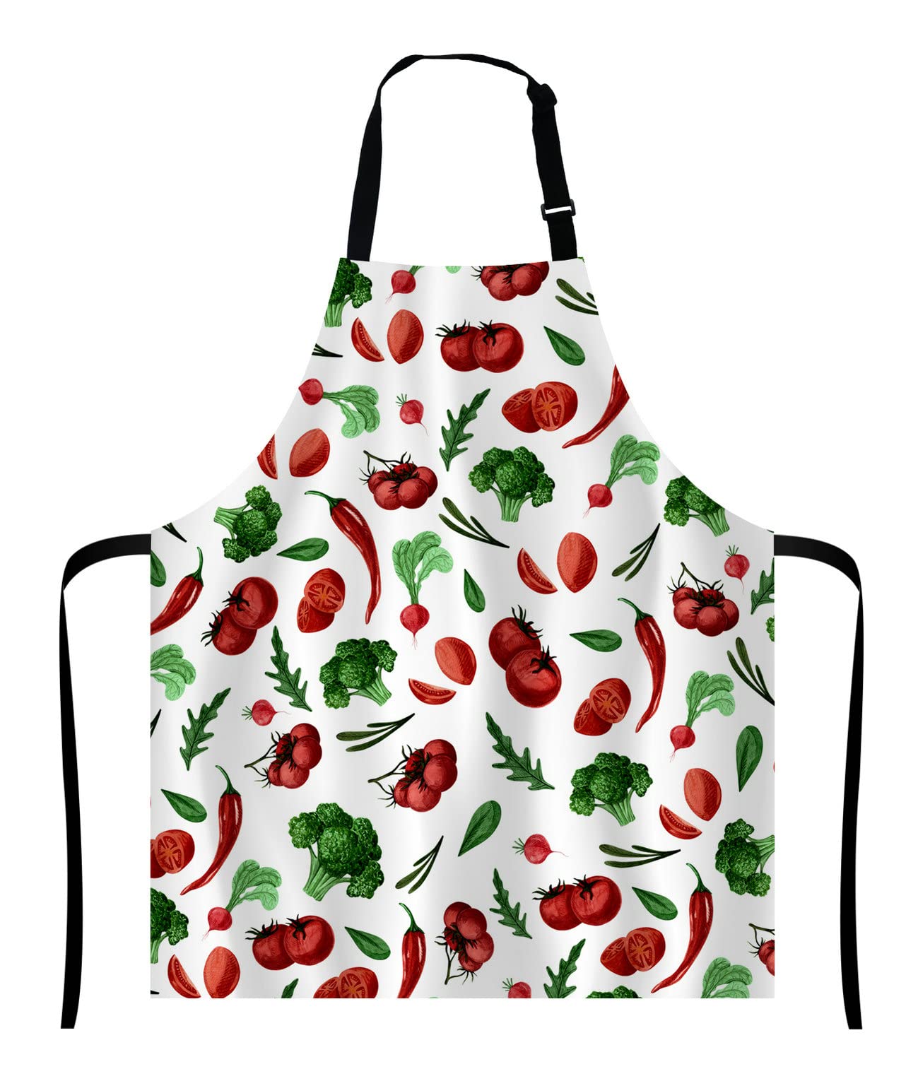 Wasach Watercolor Vegetables Apron,Broccoli Peppers Tomatoes Bib with Adjustable Neck for Men Women,Suitable for Home Kitchen Cooking Waitress Chef Grill Bistro Baking BBQ