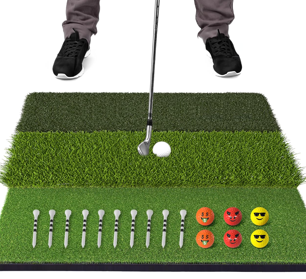 Photo 1 of Full Choice Extra-Large & Weighted Base Golf Mat, Foldable Tri-Turf Golf Hitting Mat for Indoor/Outdoor Use, Premium Golf Practice Grass Mat for Hitting and Chipping Training