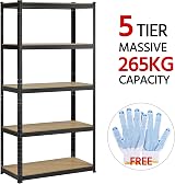 Yaheetech 5-Tier Adjustable Steel Garages Shelving Unit 180x90x45cm Black view 5
