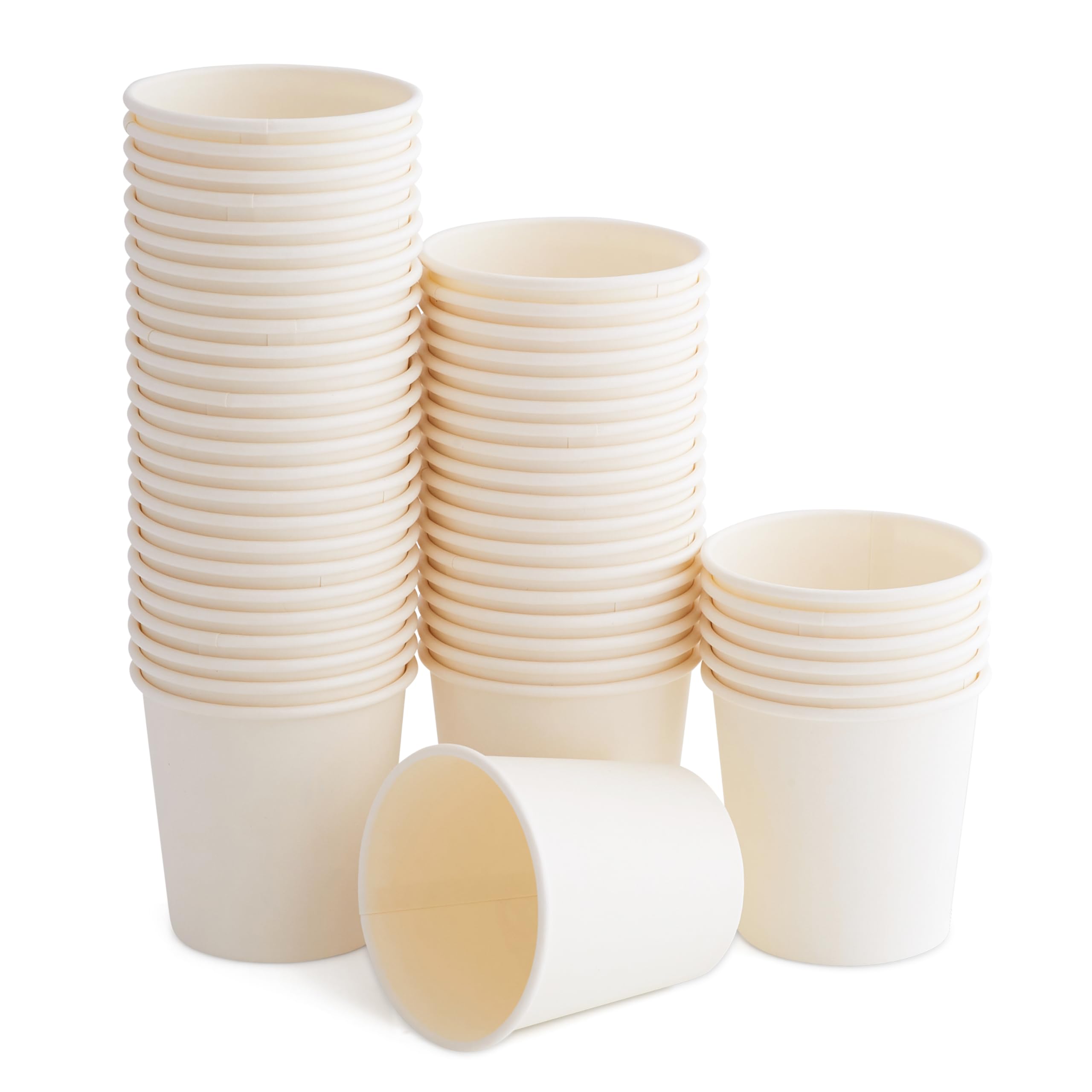 GoCoPack Paper Cups: Pack of 50-4oz (110ml) Small White Paper Cups