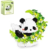 QISHOUTING Mini Panda Building Blocks with Flowers,Flowers Mini Building Set,Animal Micro Building Kits,Home Office Décor Gift for Adults and Teens