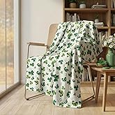 Horaldaily St. Patrick's Day Flannel Blanket Throw, Cute Watercolor Shamrock Soft Fuzzy Plush Cozy Fleece Blankets for Couch Sofa Bed Lounging, Ideal Gifts for Kids Adults Self, 50x60
