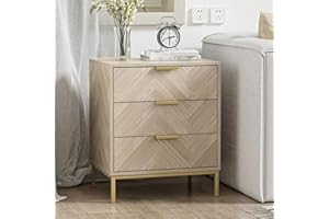 Skokliz 3 Drawer Nightstand, Modern Wood Bedside Table with Storage, Space-Saving End Table for Bedroom, Sofa, Natural Oak