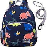 willikiva 3D Dinosaur Backpack Toddler Backpacks for Boys and Girls Kids Backpack Waterproof Preschool Safety Harness Leash (Deep Blue)