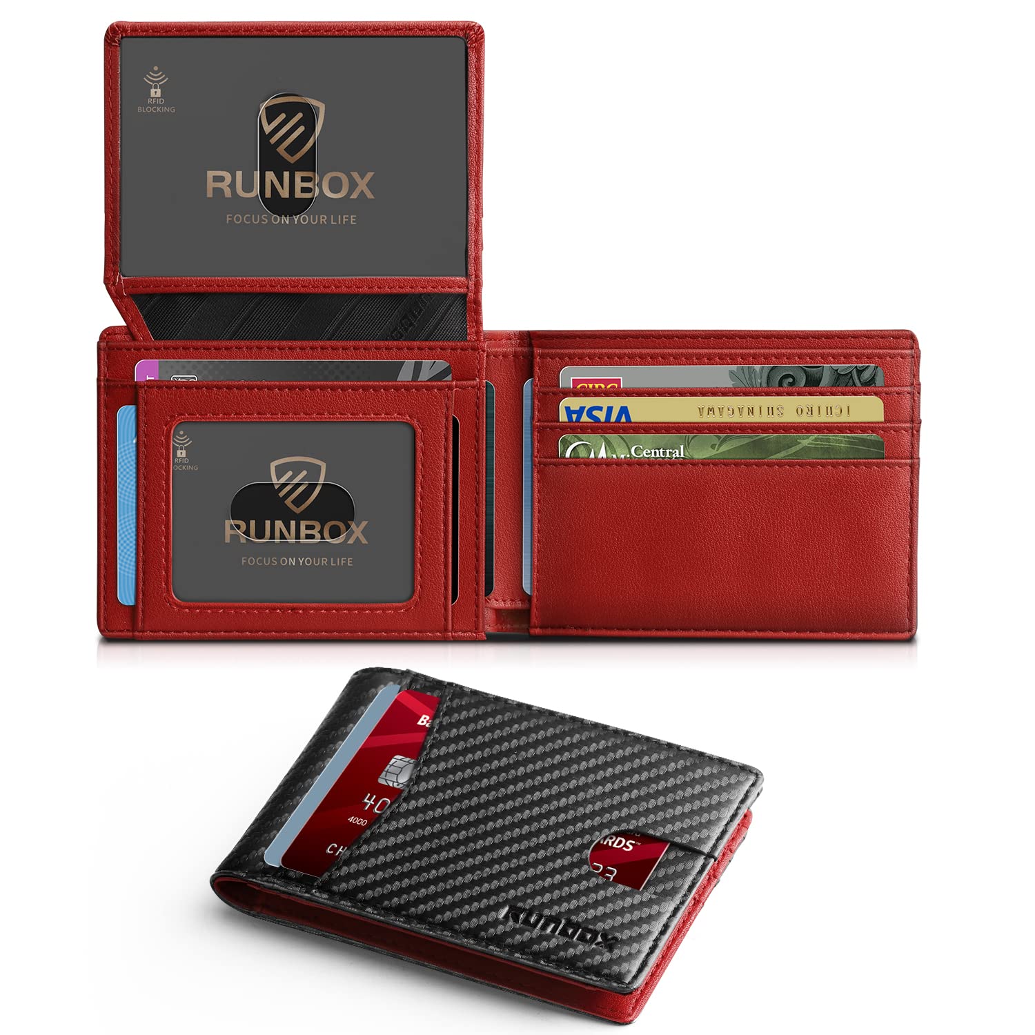 Photo 1 of RUNBOX Wallet for Men and Women Slim Rfid Leather 2 ID Window With Gift Box