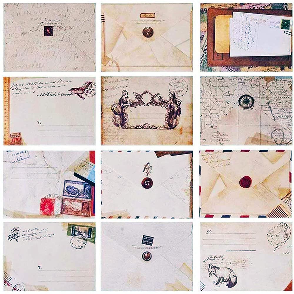 Vintage Mini Envelope, Vintage Paper Envelopes, Mini Envelopes Gift Envelopes, Retro European Style Small Envelope, for Invitation Envelope Christmas and Birthday Parties, 96 Pieces