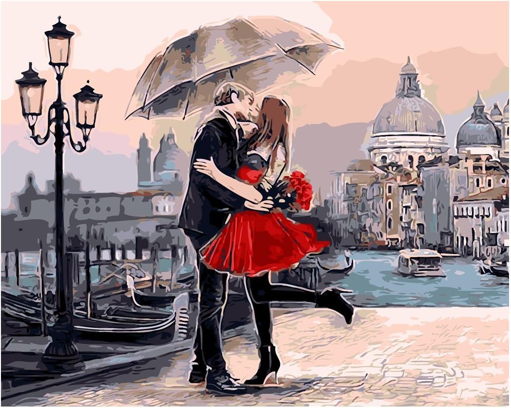 Medigy DIY Oil Paint By Numbers Adults Valentine Decoration Gifts for Women with Wood FRAMED Non-toxic Acrylic Pigments…