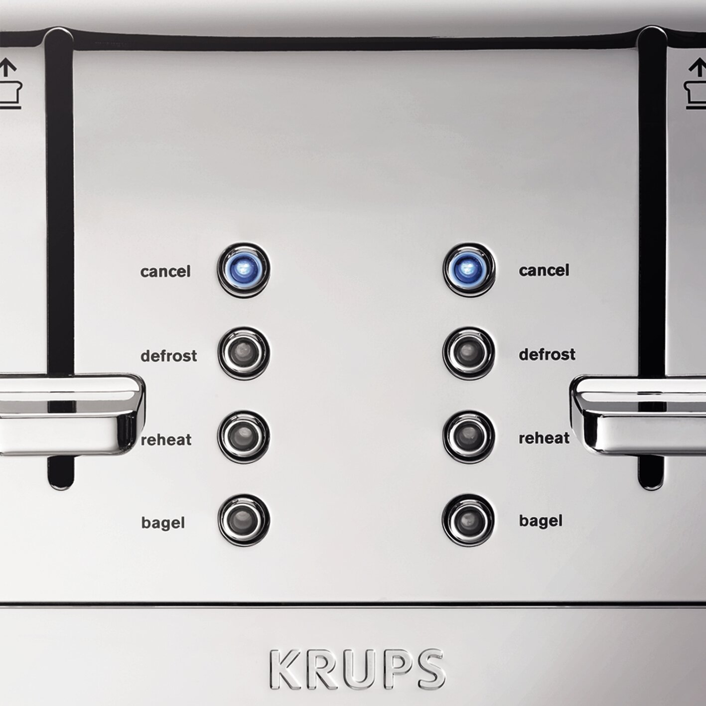 KRUPS: Breakfast Set Stainless Steel Toaster 4 Slice 1500 Watts 6 Brown Settings, Defrost, Reheat, High Lift Lever Silver, Matte and Chrome