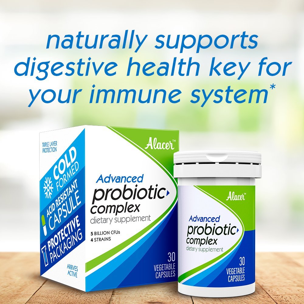 Alacer Advanced Probiotic Complex (30 Count) (1 Box), Digestive Balance Dietary Supplement Vegetable Capsules for Women and Men