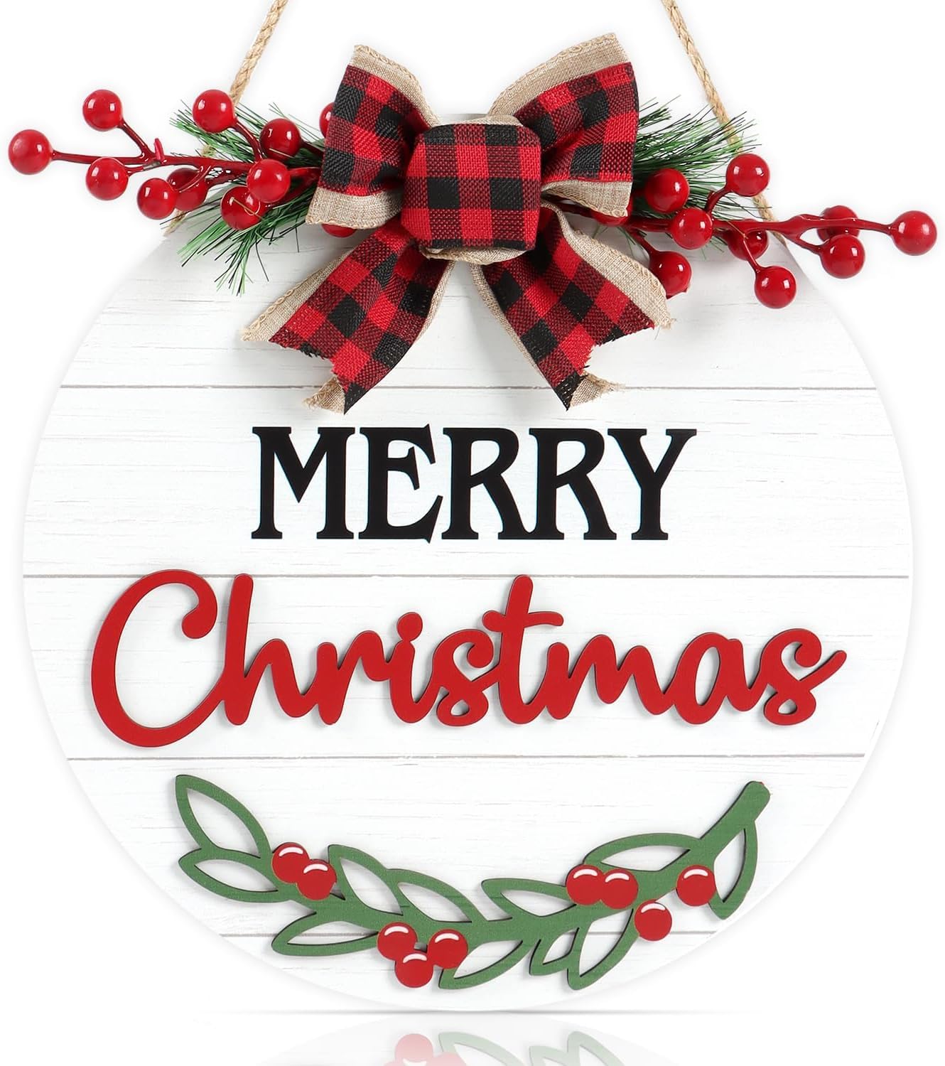 CHDITB Christmas Welcome Wall Sign Plaque,Christmas Front Porch Welcome Wooden Sign,Xmas Wooden sign,Xmas Front Door Sign Wreath,Winter Home Wall Decor Winter Holiday Supplies