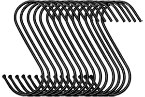 Evob 30 Pack Black S Hooks Steel Hanging Hooks Heavy Duty S Hanger Hook Metal Kitchen Pot Rack Hooks Closet Hooks for Hanging