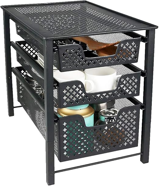Amazon Com Mustq Stackable 3 Tier Organizer Baskets With Mesh
