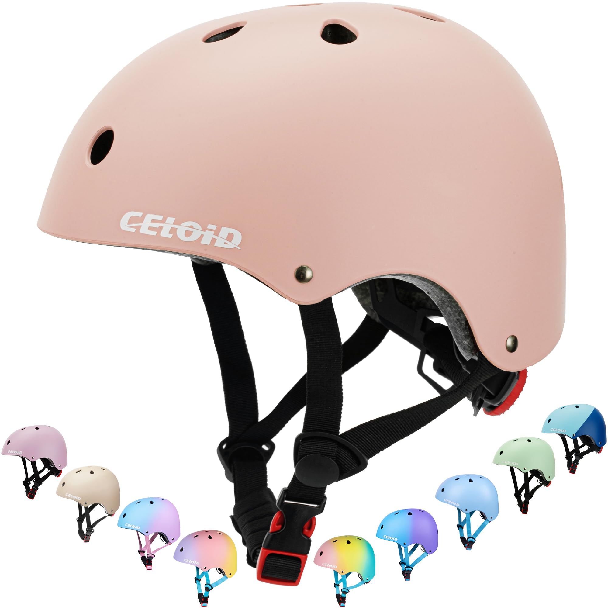 Photo 1 of CELOID Kids Bike Helmet,Toddler Skateboard Helmets for Ages 10-12-14 Years Boys Girls,Adjustable Multi-Sport Bicycle Skateboarding Roller Scooter Balance Bike Helmet,Light Pink