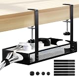 AGPTEK Under Desk Cable Management Tray No Drill Clamp Storage Rack Wire Tidy view 8