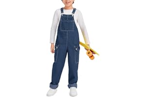 Haloumoning Boys Fashion Denim Overalls with Flap Pockets 5-14 Years