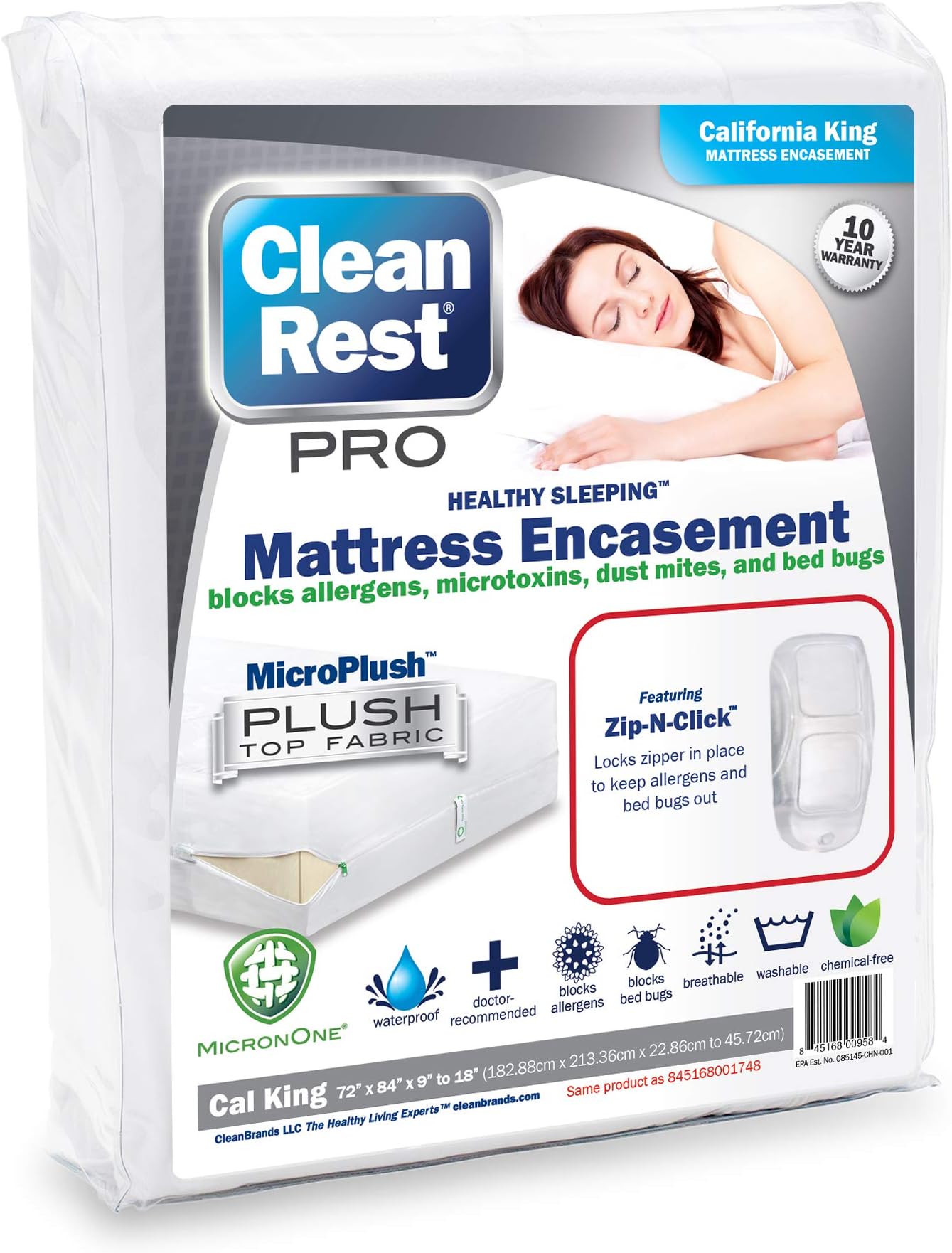 Clean Rest PRO Mattress Bed Bug Encasement Cover Hotel King