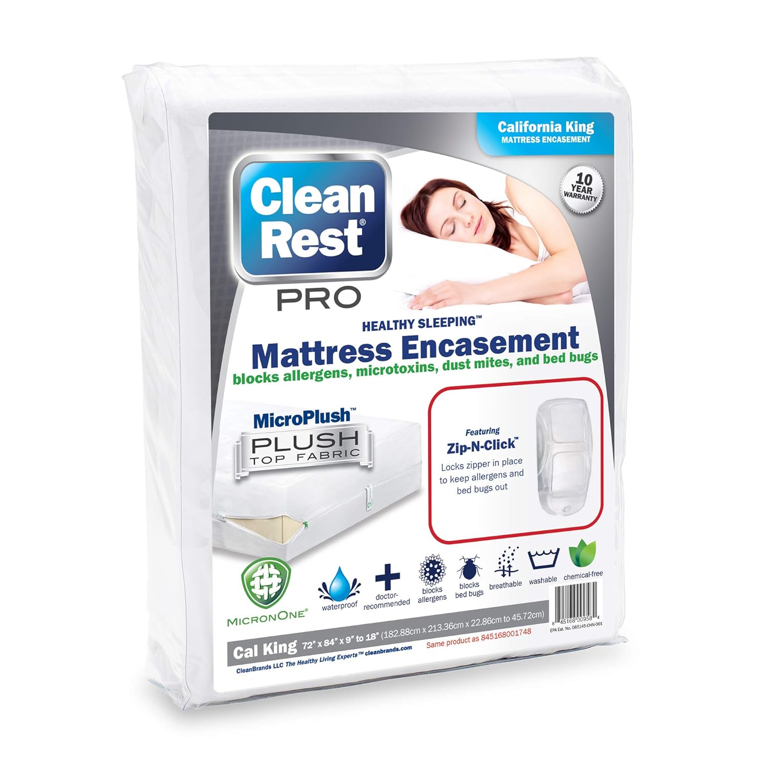 Allergy and Bed Bug Blocking Mattress Encasement California King Clean