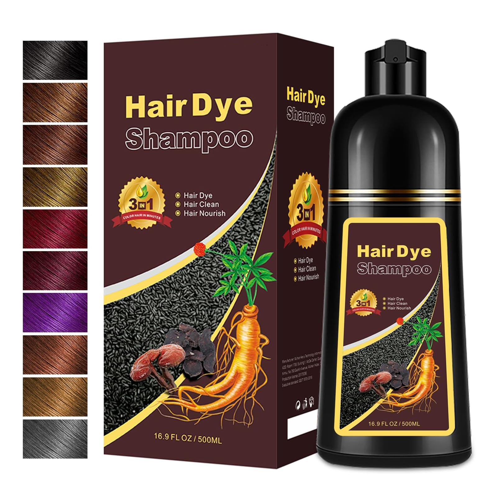 Photo 1 of Hair Dye Shampoo Light Brown, 3 in 1 Long-Lasting Hair Color Shampoo with Herbal Ingredients, Instant Natural Color, Easy Application at home for Women Men 16.9 Fl Ozi