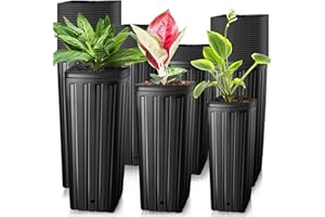Baaxxango 60 Pcs Plastic Deep Plant Nursery Pots,Tall Tree Pots with Drainage Holes,Black Deep Seedling Container Pots for for Indoor Outdoor Gardening(3 Size-7.8" H+9.8" H+12.2" H)