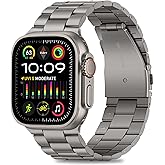 HITZEE Compatible with Apple Watch Ultra Band 49mm Business Stainless Steel Metal Strap Men Women Link Bands Compatible for Apple Watch Ultra 3/2/1, 49mm Titanium