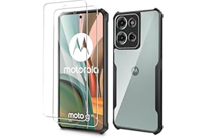 Case for Motorola Moto G75 5G + Screen Protector, ELECTRO-WEIDEWORLD Hybrid Shockproof PC Back + TPU Frame Case with Corner B