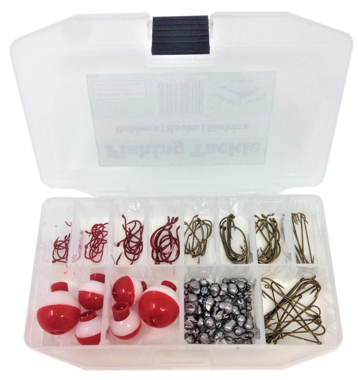 Fishing Tackle Kit 140 Pieces Fishing Hooks Fishing Sinkers Fishing Bobbers in a