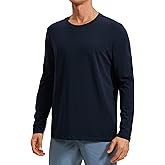 CRZ YOGA Pima Cotton Long Sleee Shirts for Men - Casual Crewneck T-Shirts Breathable Workout Daily Basic Tee Tops