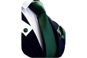 GUSLESON 3.15"（8cm） Solid Color Necktie and Pocket Square Cufflinks Sets For Men + Gift Box